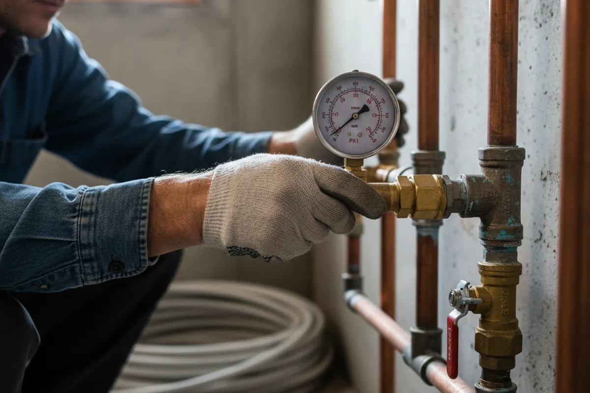 Pressure testing a repaired line during Water Line Repair in Harwick